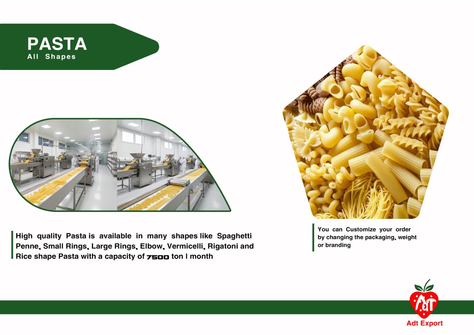 Pasta varieties and specifications